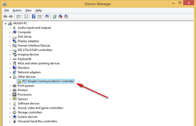 intel pci simple communications controller windows 7